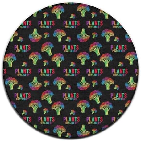 Men's Large Home Decor Mat, Soft Round Yoga Carpet, Non Slip Machine Washable Home Office Circle Rug Powered by Plants Vegan, 24inch