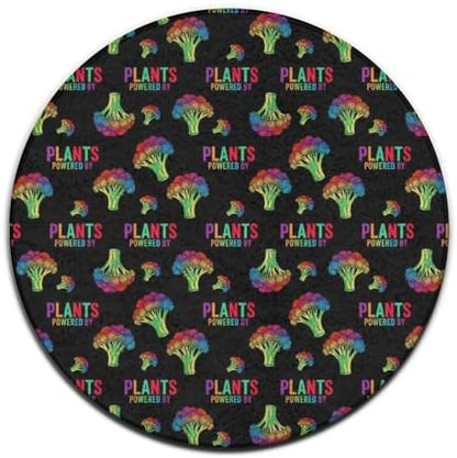 Men's Large Home Decor Mat, Soft Round Yoga Carpet, Non Slip Machine Washable Home Office Circle Rug Powered by Plants Vegan, 24inch
