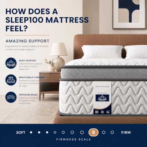 Full Mattress, 10 Inch Cooling Hybrid Full Size Mattress in a Box