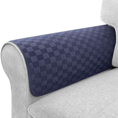 Couch Arm Covers, Sofa Arm Covers, Waterproof Armrest Cover for Sofa, Loveseat, Armchair, Anti-Slip Recliner Arm Cover, Headrest Cover, Arm Chair Covers Set of 2 (Navy Blue, 24"×24")