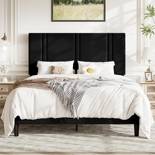 Queen Platform Bed Frame with Adjustable Headboard