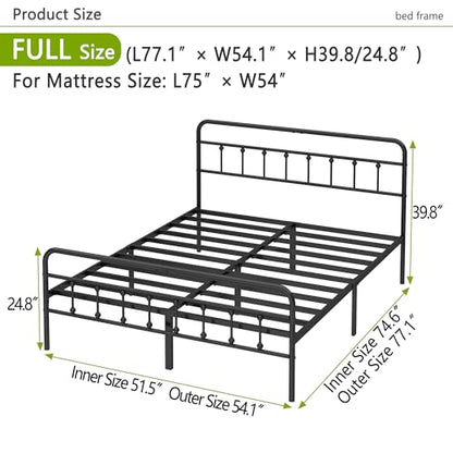 Kujielan Metal Bed Frame Full Size,Easy to Assemble,Black