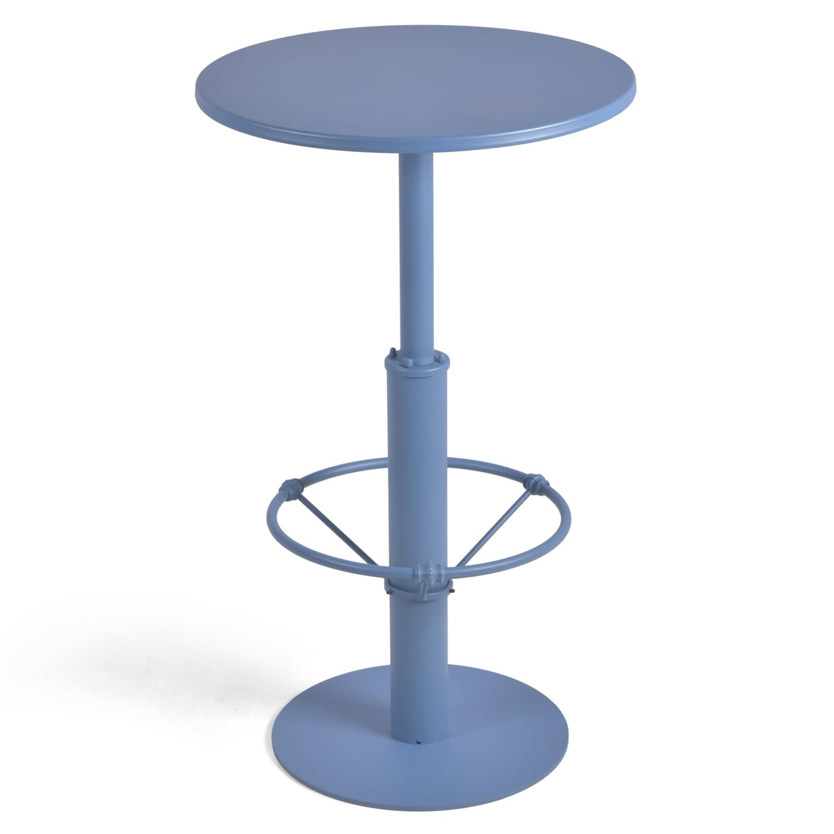 42" Tall Modern Industrial Bar Table-23.6" Dia Round Metal Top Bar Height Adjustable Standing Pub Table-Dining Room Bistro Table-Cocktail Use (Pigeon Blue)