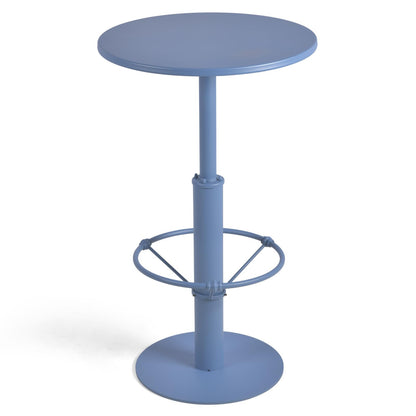 42" Tall Modern Industrial Bar Table-23.6" Dia Round Metal Top Bar Height Adjustable Standing Pub Table-Dining Room Bistro Table-Cocktail Use (Pigeon Blue)
