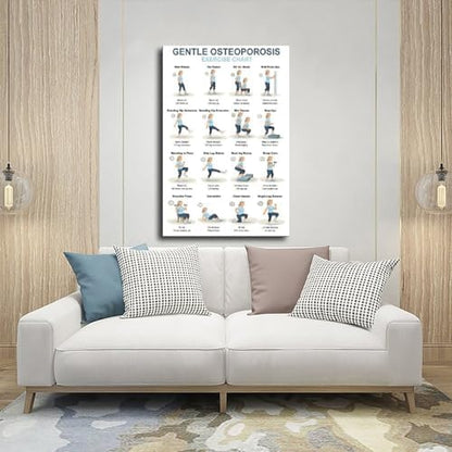 Osteoporosis Exercise Chart for Seniors Gentle Low Impact Seated Standing Workout Bone Health Routine Canvas Poster Wall Art for Living Room Bedroom Decor Unframe 12x18inch