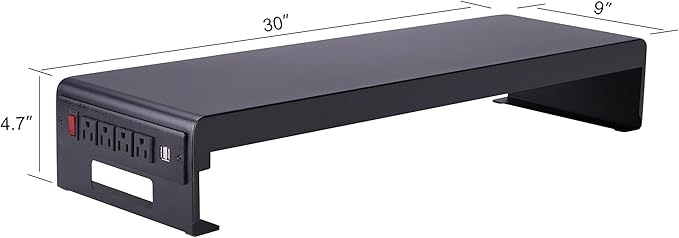 Rocelco 40" Height Adjustable Standing Desk Converter with AC Outlet USB Charger and Dual Monitor Stand - Tabletop Riser Computer Workstation - Sliding Keyboard Tray - Black (R DADRB-40-ACUSB-DMS)