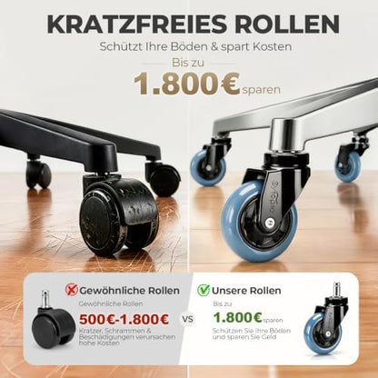 Office Chair Wheels Replacement 3 Inch, Heavy Duty PU Caster Wheels for Hardwood Floor & Carpet, Smooth Quiet Rolling, Hair-Proof, Universal 11mm Stem Fit Most Chairs, Not for 1KEA, Set of 5 (Blue)