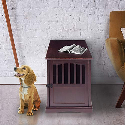 Wooden Medium Pet Crate, End Table, Espresso