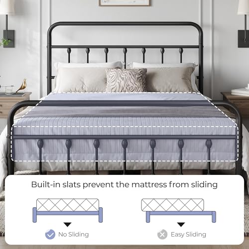 Yaheetech Full Bed Frame with Headboard, Victorian Vintage Black Iron