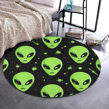 Fashion Round Area Rug Large Non Slip Carpet Unisex Home Decor Mat Space Alien Art