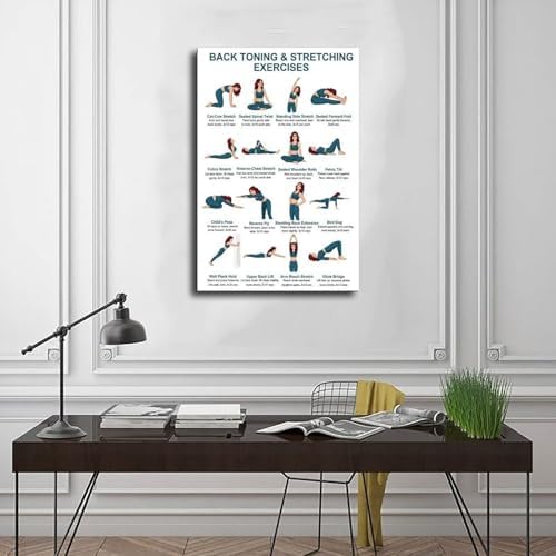 Back Exercises Seated And Standing Back Exercise Upper And Lower Home Workout Chart Gentle No Equipment Exercise Canvas Poster Bedroom Decor Room Decor Unframe 16x24inch