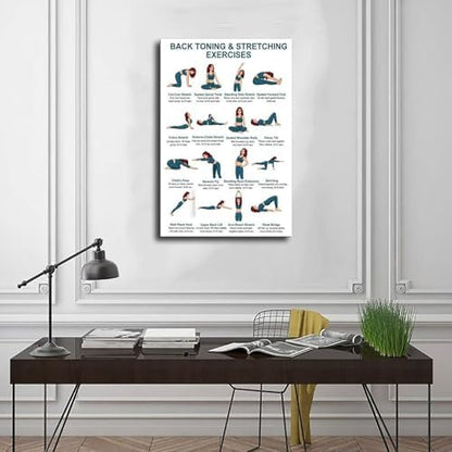 Back Exercises Seated And Standing Back Exercise Upper And Lower Home Workout Chart Gentle No Equipment Exercise Canvas Poster Bedroom Decor Room Decor Unframe 16x24inch