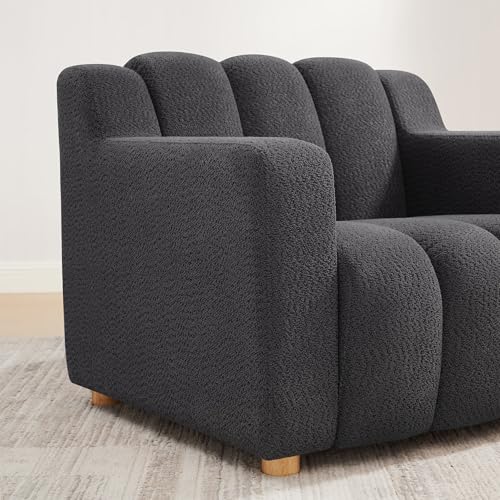Oversized Accent Chair, Modern Living Room Chairs, Comfy Boucle Fabric Upholstered Armchair for Bedroom, Office, Waiting Room (Dark Gray)