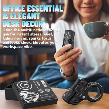 3D Fidget Slider for Kids Adults, Fidget Ring Cliker, Plastic 5 in 1 EDC Fidget Spinner Desk for Stress Relief, Finger Hand Roller Birthday Gifts for Office Boyfriend Men Teen