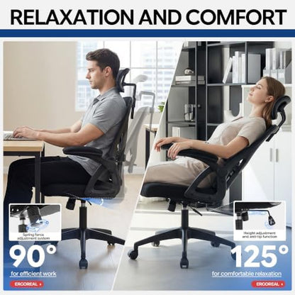 Ergonomic Mesh Office Chair with Headrest, Lumbar Support, 400 lbs