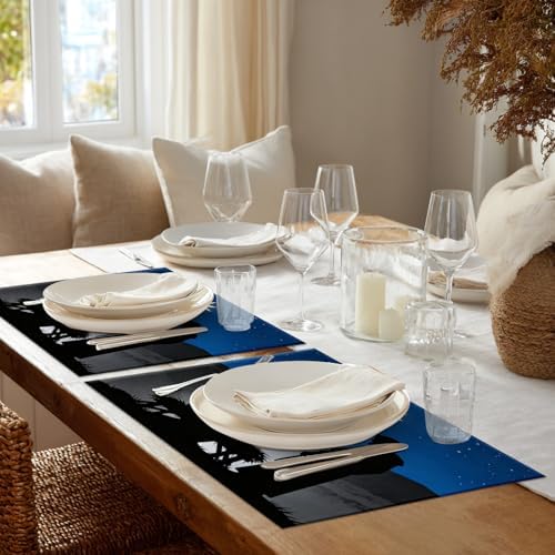 Shrahala White Christmas Christian Baby Set of 6 12 X 18 Inch Linen Placemats, Light Purple Bethlehem Star Burlap Table Mat Washable Double Layered Heat Insulation for Indoor/Outdoor