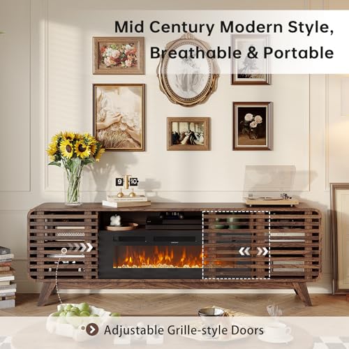 70" Fireplace TV Stand,Walnut
