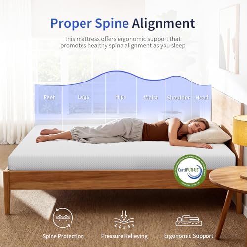 | 6 Inch Twin Mattress | Medium Firm | Gel Memory Foam | White