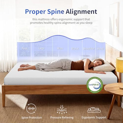 | 6 Inch Twin Mattress | Medium Firm | Gel Memory Foam | White