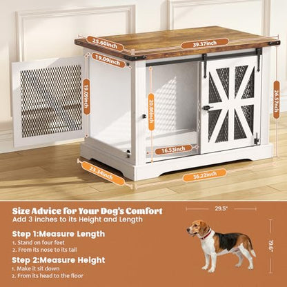 40" Dog Crate Furniture with Sliding Doors for Medium Dogs Up to 45 lbs