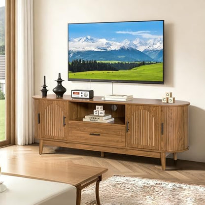 63" Fluted TV Stand for Tvs up to 70" Entertainment Center with Drawers