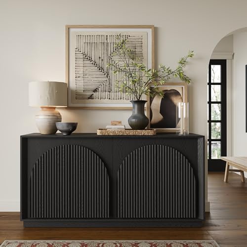 65" Sideboard Buffet Cabinet with Storage, Modular Credenza, Black