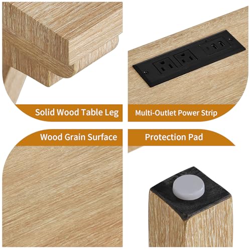 5-Piece Bar Table Set with Built-In Power Outlets, Light Oak