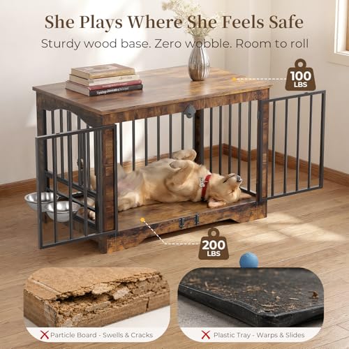 38 Inch Modern Farmhouse Dog Crate Furniture End Table