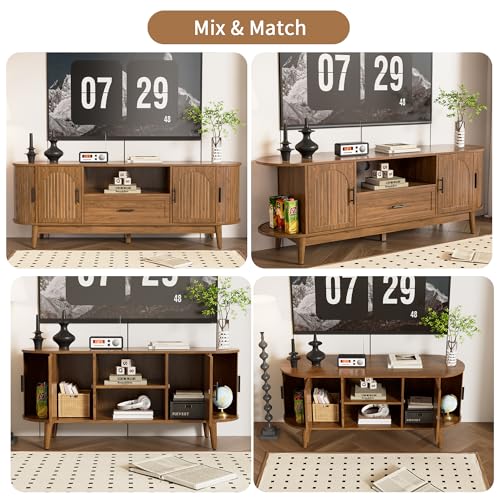 63" Fluted TV Stand for Tvs up to 70" Entertainment Center with Drawers
