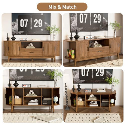63" Fluted TV Stand for Tvs up to 70" Entertainment Center with Drawers