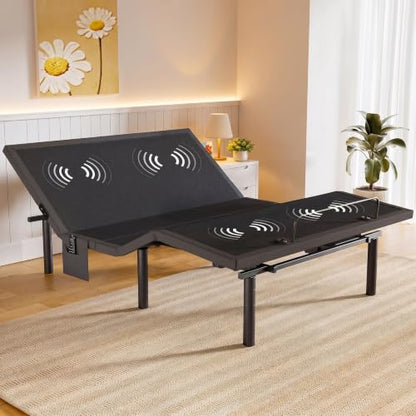 Amada Queen Adjustable Bed Frame with Massage, Head & Foot Incline, Wireless Remote, 4 Built-in USB Ports, LED Night Light, 4 Height-Adjustable Legs, Electric Bed Base, 01B-Q1