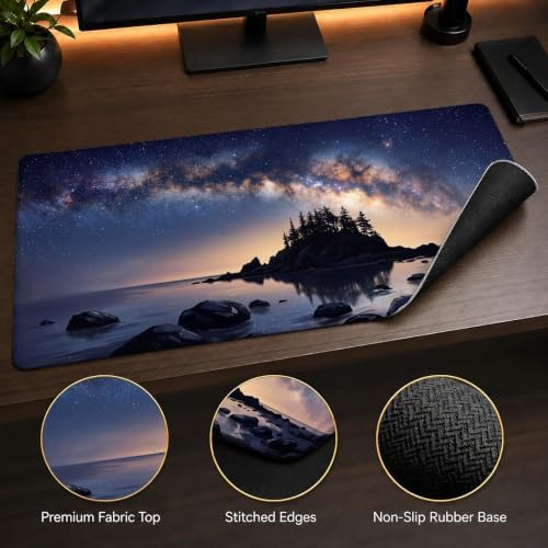 Galaxy Galaxy Night Skyline Landscape Nature Large Mouse Pad 16x36 Inch