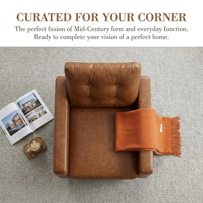 Mid Century Modern Armchair, Caramel Brown