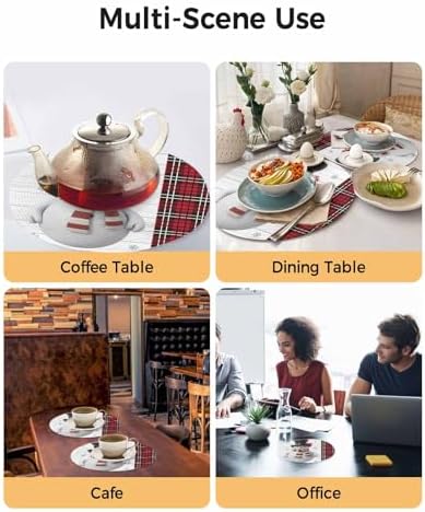 15inch Round Braided Placemats Set of 8, Washable Woven Dining Table Mats, Polypropylene Place Mats for Kitchen Table Home Decoration, Art Snowman Christmas