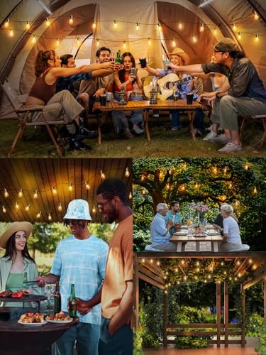 Outdoor String Lights 200 FT, Patio Lights for Outside with Shatterproof LED Bulbs, Waterproof IP65 Commercial Hanging Light for Backyard Porch Balcony Bistro Party (2X100FT)