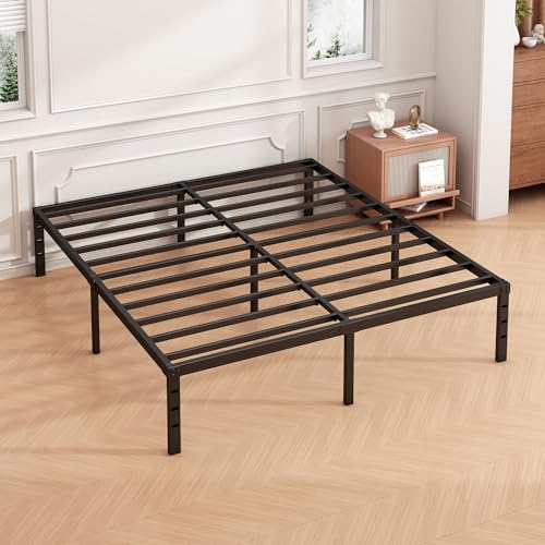 16 Inch Full Bed Frame, Under Bed Storage, Black