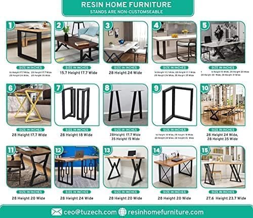 RESINHOMEFURNITURE Round Epoxy Resin Table with Red River Design – Modern Wooden Resin Dining Table with Black Metal Base, Handmade Live Edge Centerpiece Epoxy Table (18 Inches Tall, 30 x 30 Inches)