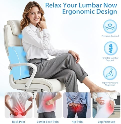 SweetSlubr Lumbar Support Pillow for Office Chair(Light Blue,XL)