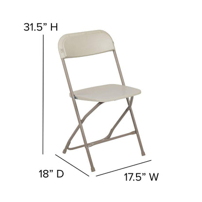 Hercules Series Plastic Folding Chair - Beige - 650LB Weight Capacity Comfortable Event Chair - Lightweight Folding Chair