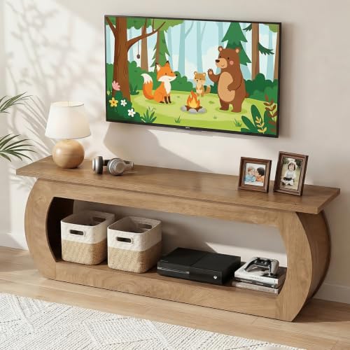 TV Stand for 65 Inch, Wooden Entertainment Center with Storage