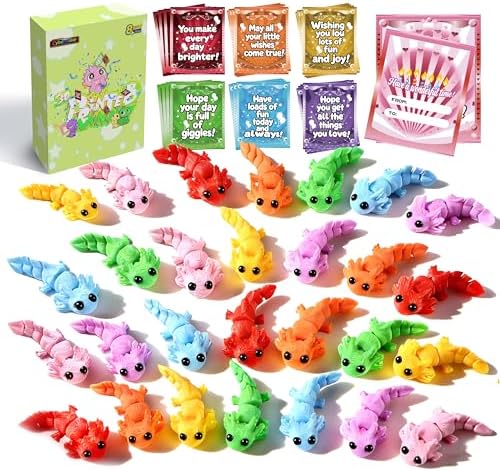 28pcs Axolotl 3D Printed Animals，Easters Basket Stuffers