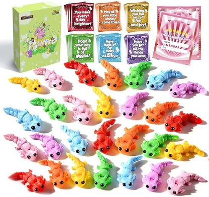 28pcs Axolotl 3D Printed Animals，Easters Basket Stuffers