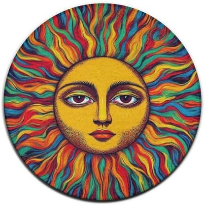 Highly Premium Quality Floor Mat, Office Chair Decor Mat, Room Sofa Yoga Soft Round Carpet Trippy Sun Art, 24inch