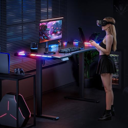 Electric Standing Gaming Desk with RGB Lights, 47-Inch, Black