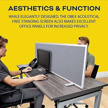 OBEX Acoustical Free Standing Privacy Screen, Cubicle Accessories Desk Privacy Panel, Desk Dividers for Office, Office Furniture Partitions Portable Sound Proof Dividers, 12" x 66", Twilight