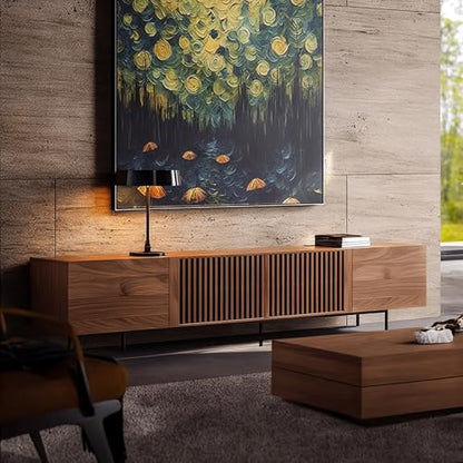 94.48 Inch Mid Century Modern TV Stand for Living Room, Walnut