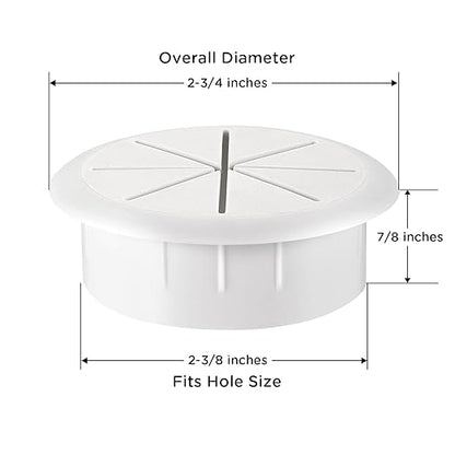 HYCC 5 Pack 2-3/8 Inch Flexible Desk Grommet,Organize Wires and Cables on Office Equipment, Computer Components, Entertainment Systems Effectively - Color: White