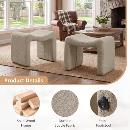 Small Footstool Ottoman, Multi-Functional Modern Foot Stool, Sofa Footrest Extra Seating for Living Room, Entryway, Hallways and Bedrooms, Small, Camel