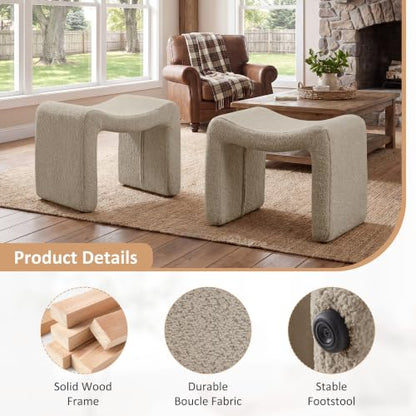 Small Footstool Ottoman, Multi-Functional Modern Foot Stool, Sofa Footrest Extra Seating for Living Room, Entryway, Hallways and Bedrooms, Small, Camel