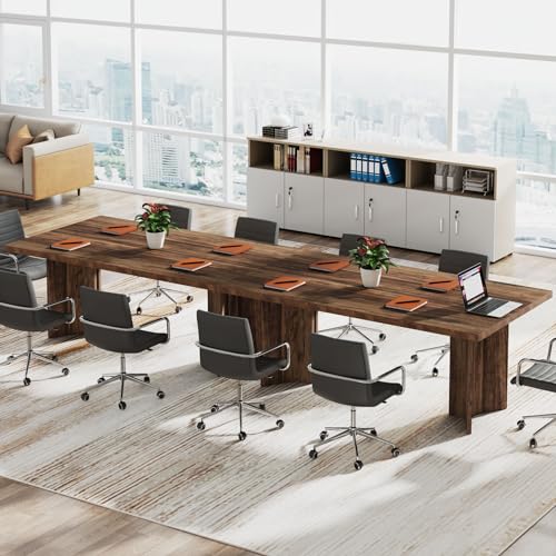 Tribesigns 63-inch Executive Desk, Vintage Office Computer Desk with Large Tabletop, Farmhouse Wood Writing Conference Table Workstation for Home Office, Study, Dark Brown